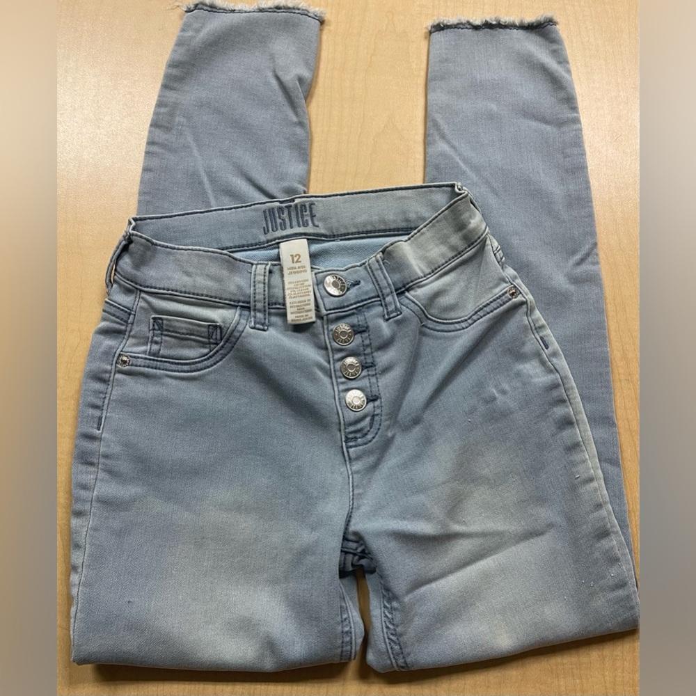 Girls Justice Jeans light wash like new size 12 - Picture 4 of 5